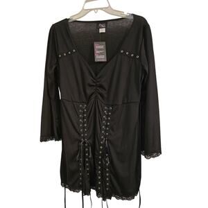 Dare to Wear 2x Victorian Style Dress NWT Black Lace up Cosplay Renfaire Gothic‎